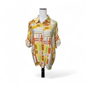 NWOT Vibrant Abstract Print Button Down Top